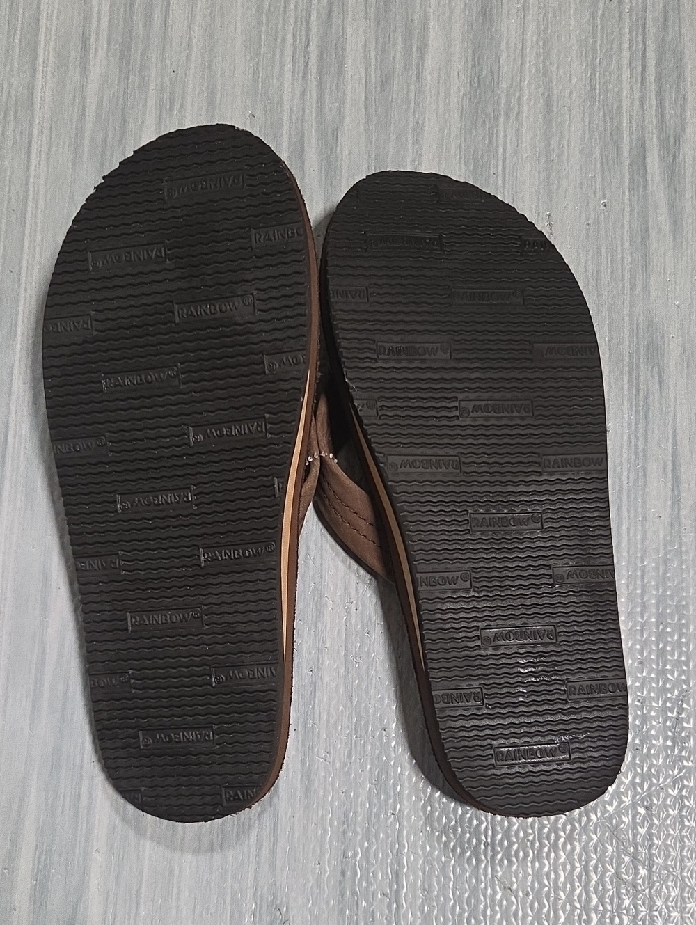 Rainbow Tan Leather Flip Flops - Men's Classic Thong - Picture 3 of 7